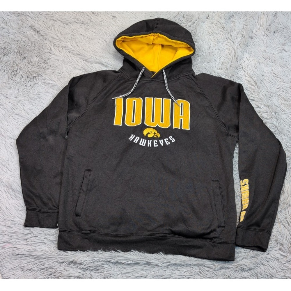 Iowa Hawkeyes Sweatshirt Mens XL Black Hoodie University College Athletic Pocket